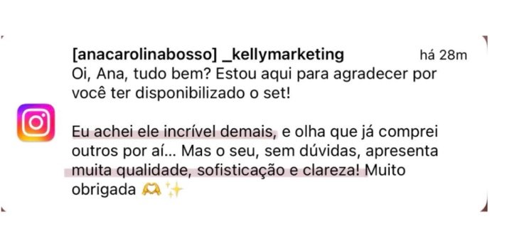 Aluna: achei incrível demais, já comprei outros por aí, o seu apresenta muita qualidade, sofisticação e clareza